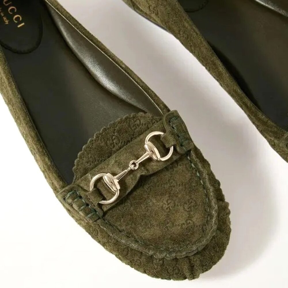 NEW GUCCI Women's GG Suede Kensington Horsebit Loafers EU 39 / US 9 Ballet Flats - Picture 9 of 12